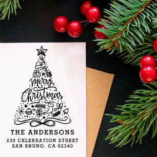 Tampons Encreurs Joyeux Noël Lettres Nom et adresse de retour