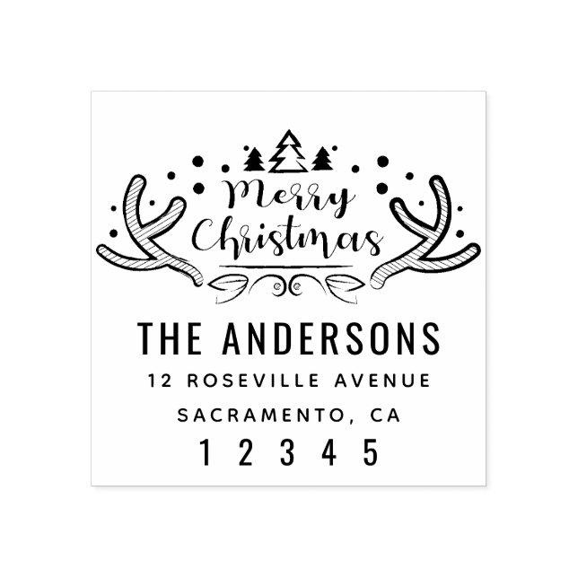 Tampons Encreurs Joyeux Noël Nom de famille Adresse de retour (Impression)