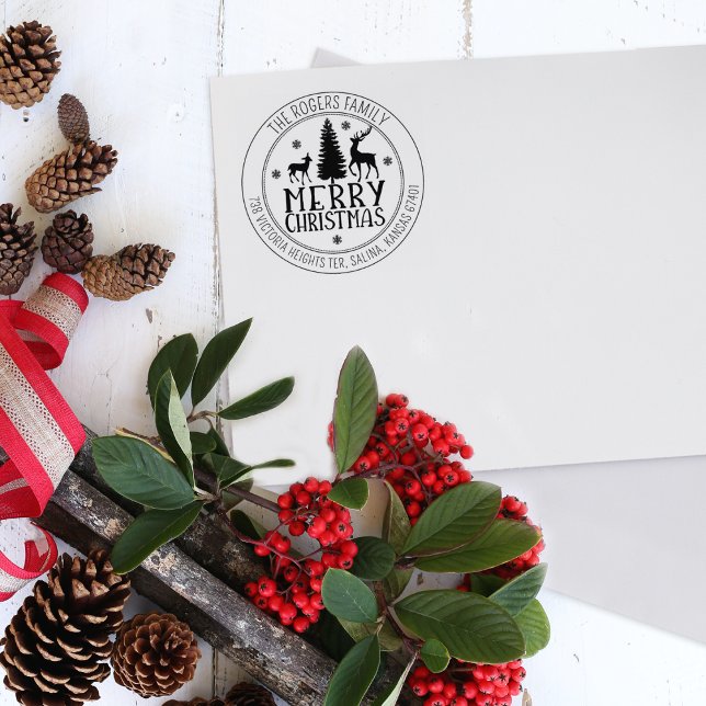 Tampons Encreurs Joyeux Noël personnalisé Adresse de retour (Créateur téléchargé)