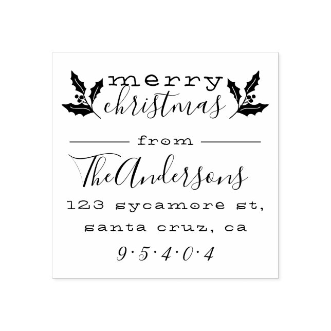 Tampons Encreurs Joyeux Noël personnalisé Nom de famille Adresse de (Impression)