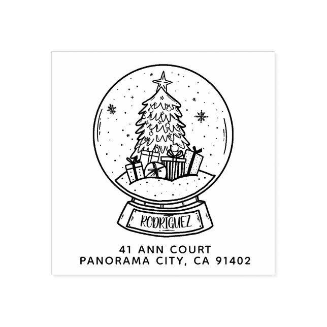 Tampons Encreurs Joyeux Noël Snowball Tree Adresse de retour (Impression)