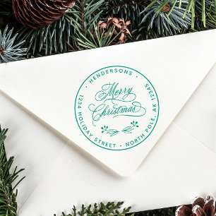 Tampons Encreurs Joyeux romantique Script de Noël Retourner l'adres