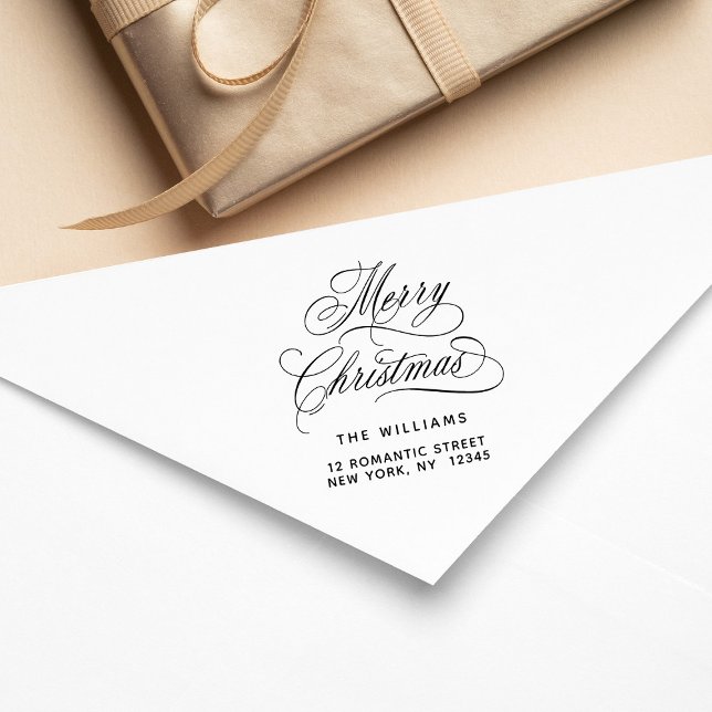 Tampons Encreurs Joyeux romantique Script de Noël Retourner l'adres (Créateur téléchargé)