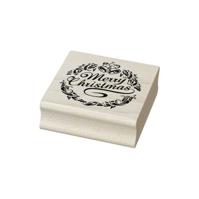 Tampons Encreurs Joyeux texte de Noël, cloches et sainte (Tampon)