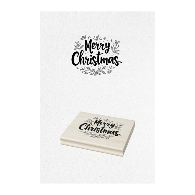 Tampons Encreurs Joyeux timbre de Noël (merry christmas stamp, christmas greeting stamp, holiday stamp, festive stamp, xmas stamp, )