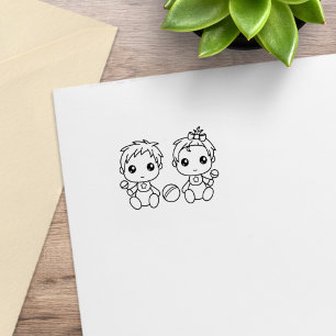 Tampons Encreurs Jumeaux Bébé Garçon Fille 1x1