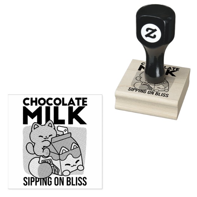 Tampons Encreurs Kawaii Chocolate Milk Cat – Cozy Drink & Cuteness  (Tamponné)