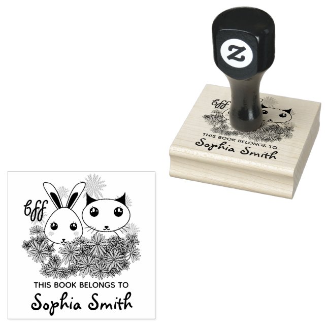 Tampons Encreurs Kitten et Bunny Girls Enfants Ce livre appartient  (Tamponné)