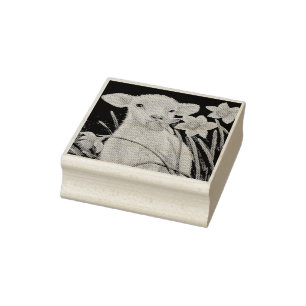 Tampons Encreurs Lamb bébé et jonquilles de printemps Aquarelle Art