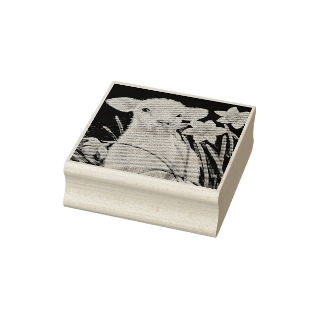 Tampons Encreurs Lamb bébé et jonquilles de printemps Aquarelle Art (Tampon)