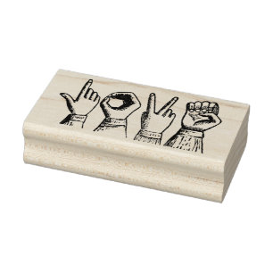 Tampons Encreurs Langue des signes d'amour Mains rétro Vintages gra