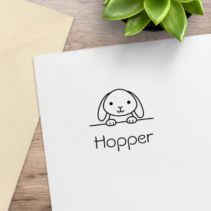 Tampons Encreurs Lapin Mignon Qui Regarde Nom Personnalisé