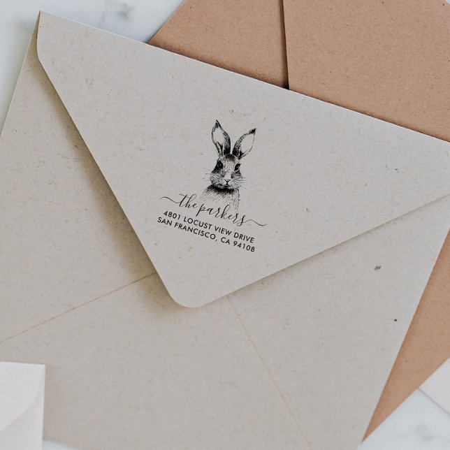Tampons Encreurs Lapin | Nom de famille Signature Adresse de retour (Créateur téléchargé)