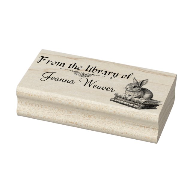 Tampons Encreurs Lapin sur livres Timbre en bois personnalisé pour  (Tampon)