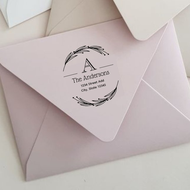 Tampons Encreurs Laurel Monogram Nom de famille Adresse de retour (Créateur téléchargé)