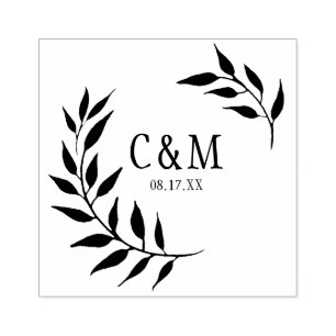 Tampons Encreurs Laurels Mariage Feuille Monogram