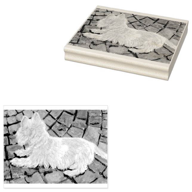 Tampons Encreurs L'automne laisse Westie sur Patio (Tamponné)