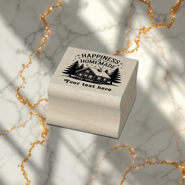 Tampons Encreurs Le Bonheur Est Fait Maison Fête De Noël Russe (Happiness Is Homemade Rustic Christmas Holiday Rubber Stamp)