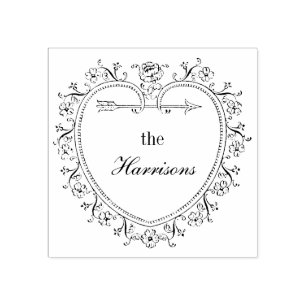 Tampons Encreurs Le coeur vintage et les fleurs personnalisent le