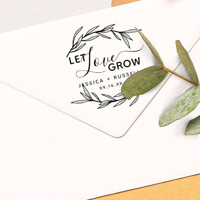 Tampons Encreurs Les Feuilles Laurel laissent l'amour grandir Maria (Laurel Leaves Let Love Grow Wedding Rubber Stamp)