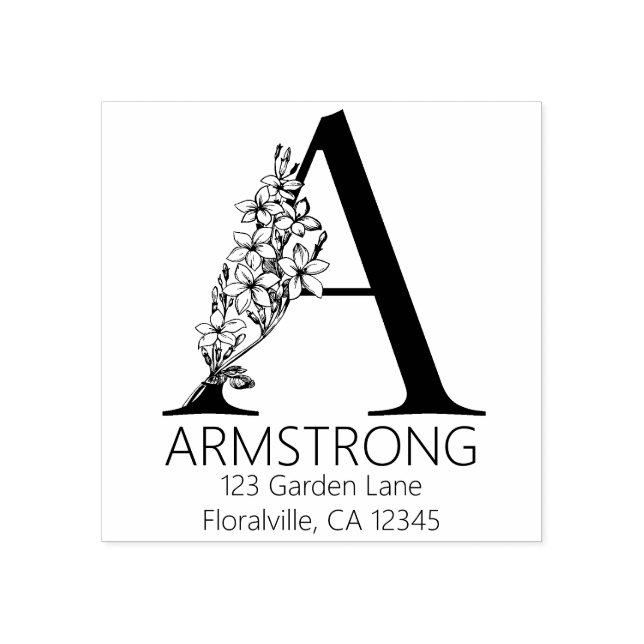 Tampons Encreurs Lettre à la tête florale - A - Adresse de retour (Impression)