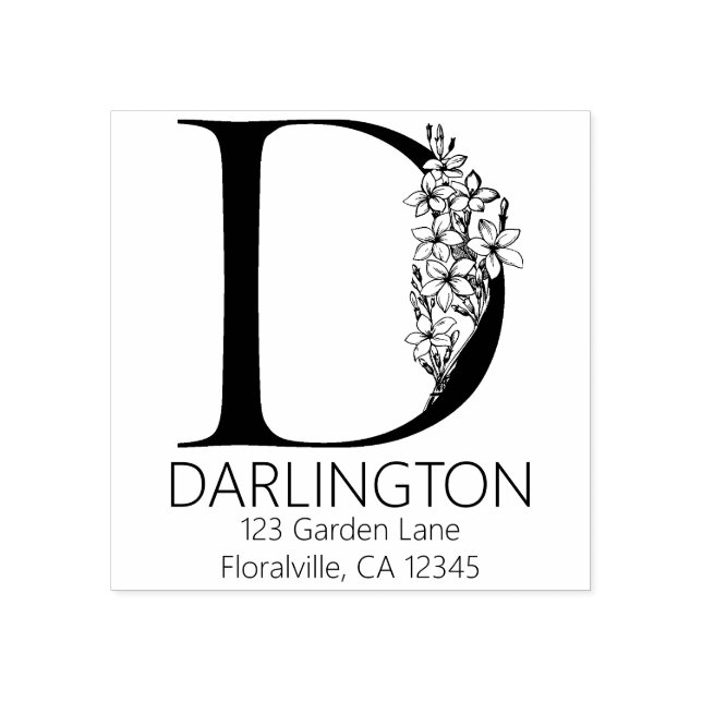 Tampons Encreurs Lettre à la tête florale - D - Adresse de retour (Impression)