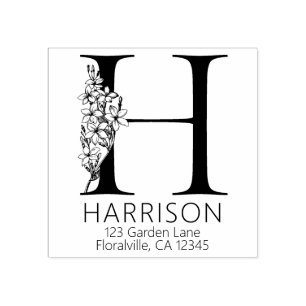 Tampons Encreurs Lettre à la tête florale - H - Adresse de retour