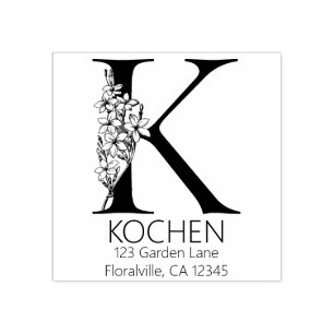 Tampons Encreurs Lettre à la tête florale - K - Adresse de retour M