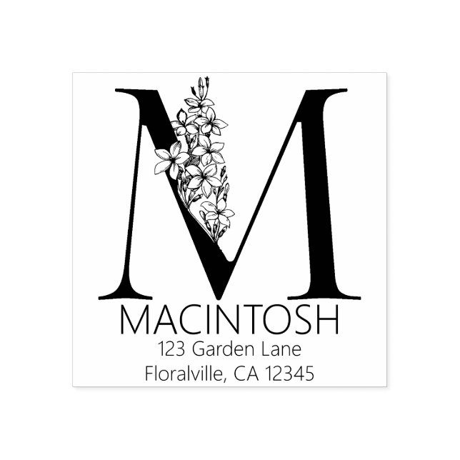 Tampons Encreurs Lettre à la tête florale - M - Adresse de retour M (Impression)