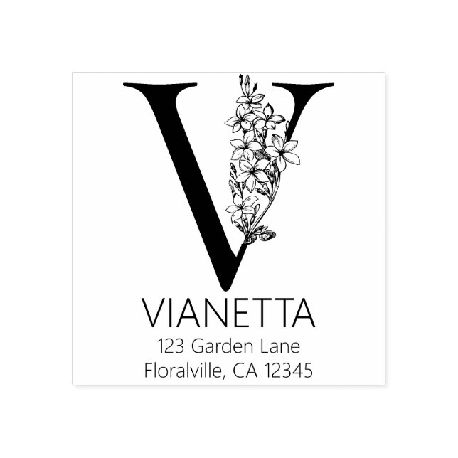 Tampons Encreurs Lettre à la tête florale - V - Adresse de retour M (Impression)