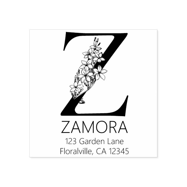 Tampons Encreurs Lettre à la tête florale - Z - Adresse de retour M (Impression)