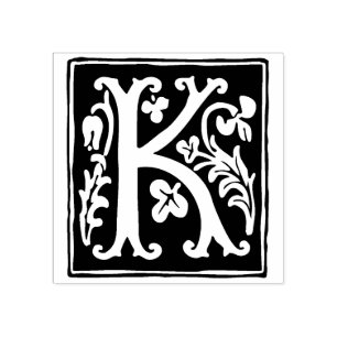 Tampons Encreurs LETTRE Alphabet Floral K Typographie Vintage