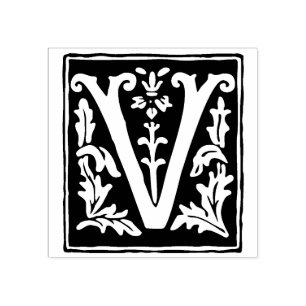 Tampons Encreurs LETTRE Alphabet Floral V Typographie Vintage