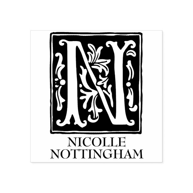 Tampons Encreurs Lettre alphabétique ornementale N Monogramme (Impression)