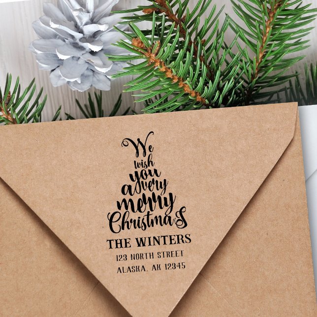 Tampons Encreurs Lettre Christmas Tree Holiday Adresse de retour (Créateur téléchargé)