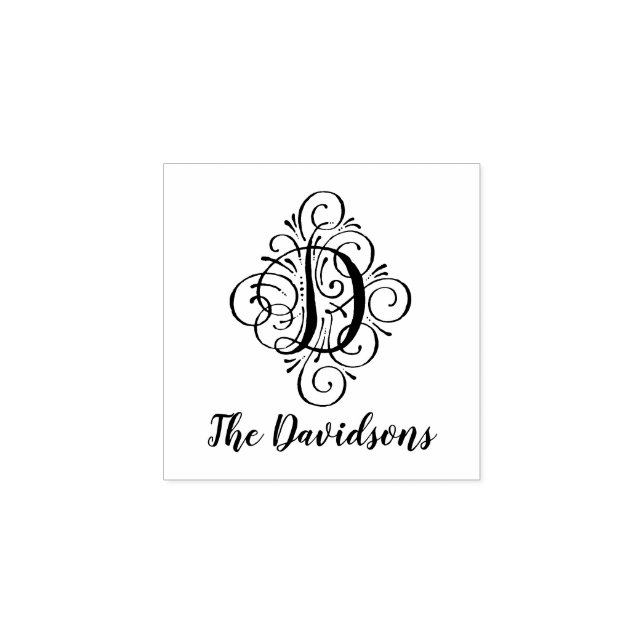 Tampons Encreurs Lettre D Nom du monogramme initial élégant (Impression)