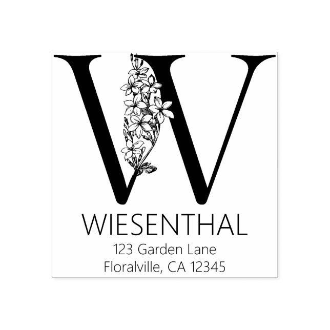 Tampons Encreurs Lettre de tête florale - W - Monogramme d'adresse  (Impression)