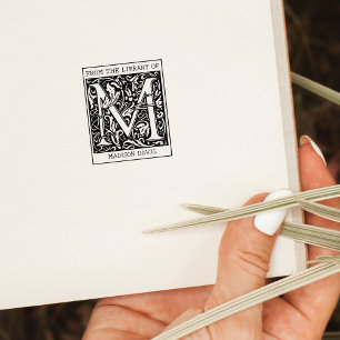 Tampons Encreurs LETTRE M MONOGRAPHIQUE vintage Florale De la bibli