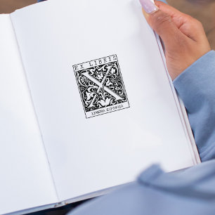 Tampons Encreurs LETTRE MONOGRAPHIQUE Fleur vintage Livre Ex Libris