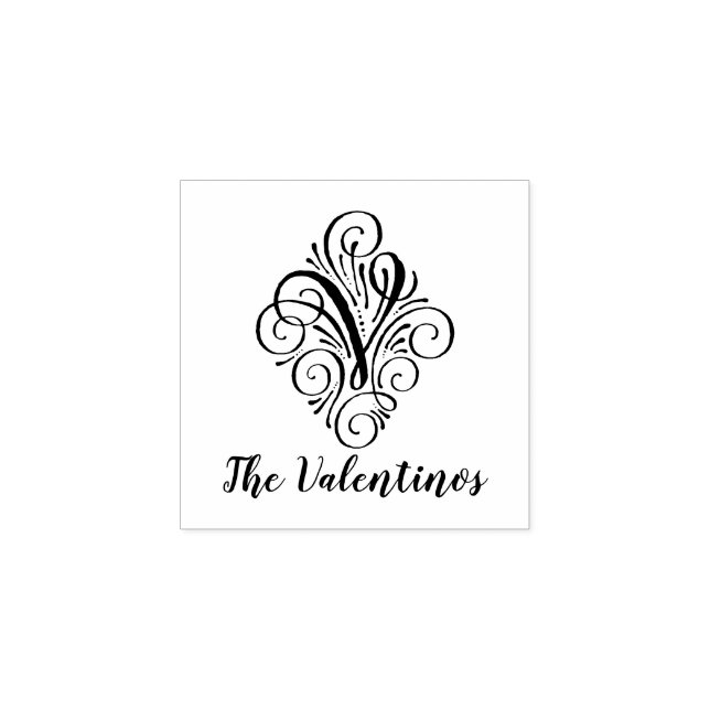 Tampons Encreurs Lettre V Nom du monogramme initial élégant (Impression)