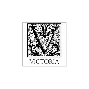 Tampons Encreurs Lettre V Vintage Première lettre avec nom personna