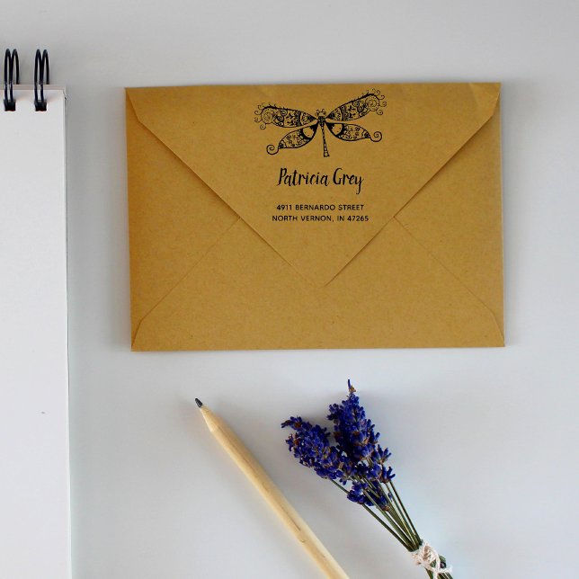 Tampons Encreurs Libellule fantaisiste personnalisée Adresse de ret (Créateur téléchargé)