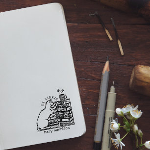 Tampons Encreurs Librairies Ex Personnalisées, Livre Chat Vintage