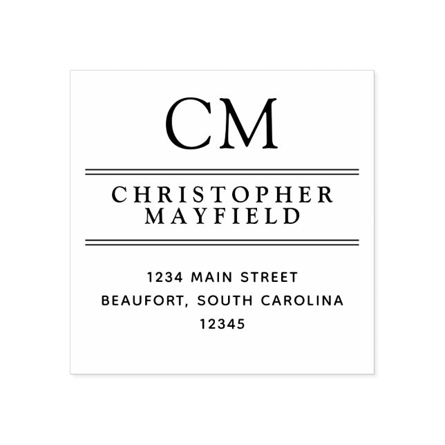 Tampons Encreurs Lignes propres Monogramme moderne Adresse de retou (Impression)