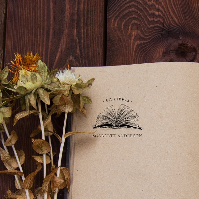 Tampons Encreurs Livre de bibliothèque élégante de nom personnalisé (Créateur téléchargé)