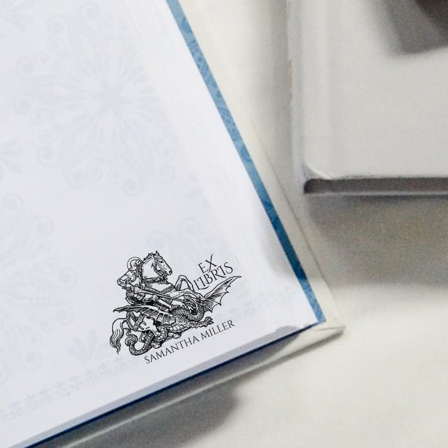 Tampons Encreurs Livre de bibliothèque Ex Libris Saint George Drago (Créateur téléchargé)