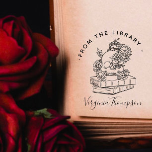 Tampons Encreurs Livre De La Bibliothèque Crâne Gothique & Script