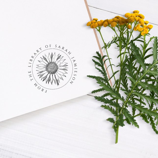 Tampons Encreurs Livre de tournesol rond simple et élégant (Créateur téléchargé)