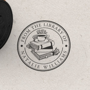 Tampons Encreurs Livre floral Coffee Mug Moon de la Bibliothèque de