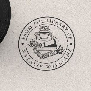 Tampons Encreurs Livre floral Coffee Mug Moon de la Bibliothèque de